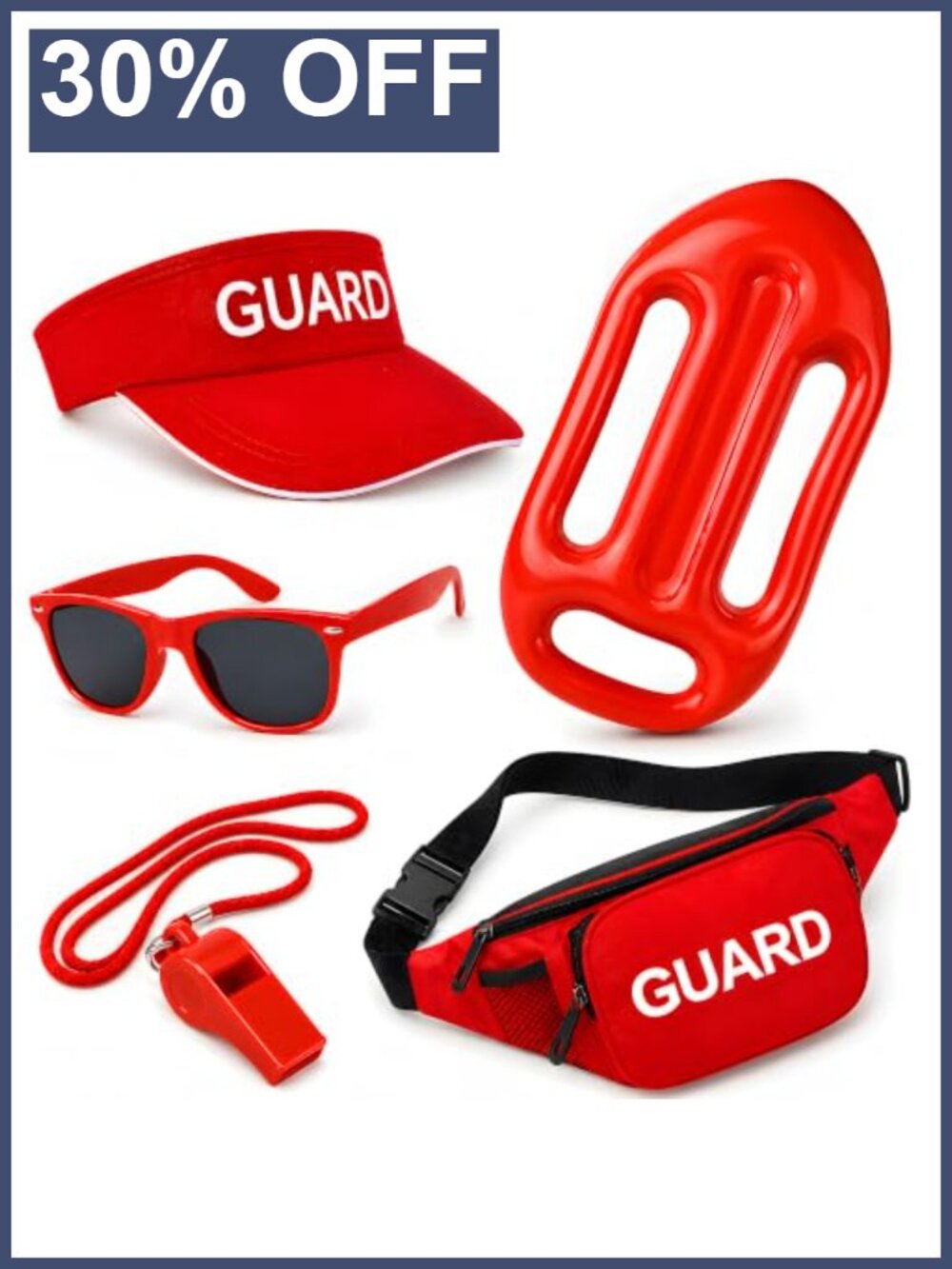 Guard Costume Set Hat Sunglasses Fanny Pack Whistle Lanyard Party Dress Up
